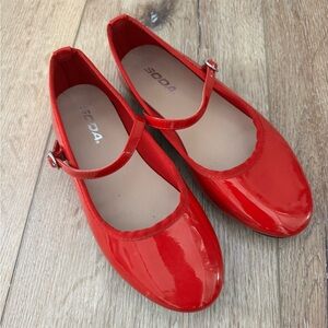 Soda Shiny Red Mary Jane ballet Flats